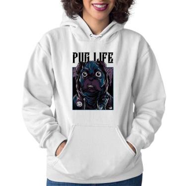 Imagem de Moletom Feminino Pug Life - Foca na Moda, Branco, GG