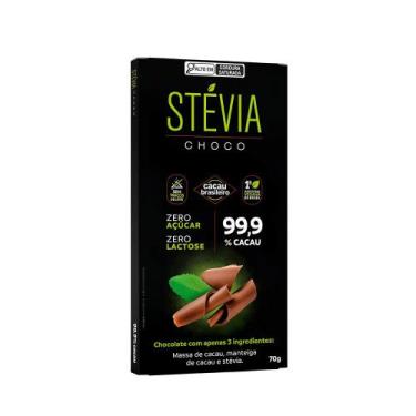 Imagem de Chocolate Vegano 99,9% Cacau Stévia - 70g - Stevia