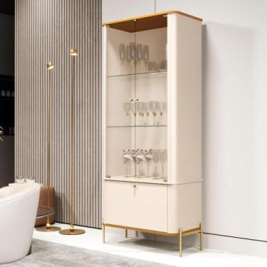 Imagem de Cristaleira 2 Portas Baton Rouge Off White Nature Dourado - CasaH