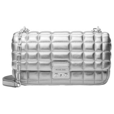 Imagem de Michael Kors Bolsa de ombro grande com corrente conversível Tribeca, prata, Prata