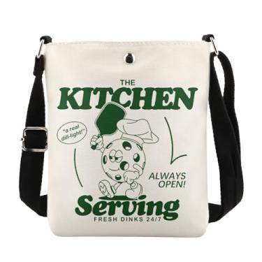 Imagem de MAOFAED Bolsa tiracolo retrô para pickleball, presente para Pickelballer, presente de cozinha, jogador de pickle ball, servindo bebidas frescas, Fresh Dinks