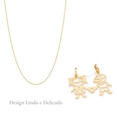 Imagem de Rommanel Casal De Filhos Colar Com Pingente Banhado A Ouro 18k Acompan