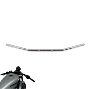 Imagem de Guidão Custom Reto Café Racer 76 cm Preto Cromado Motocicletas Café Ra