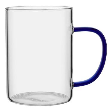 Imagem de CANECA XÍCARA ALÇA AZUL BOROSSILICATO 450ml 12x8x8cm