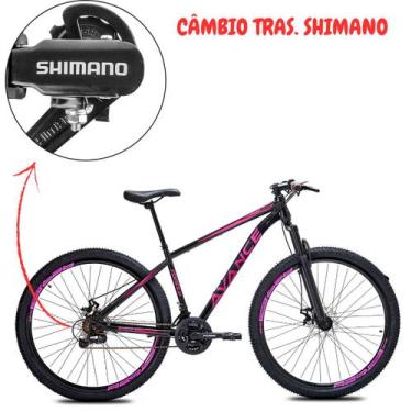 Imagem de Bic. avance 29 aço susp tras. shimano 24v tam. 17 freio disco, Rosa