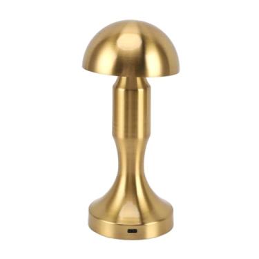 Imagem de Lâmpada de Mesa de Cogumelo de Metal, Cogumelo de Metal 8.66in 3 Cor LED Sensor de Toque LED TOPLENTE Dimnize Lâmpada de Cabeceira USB Industrial, Lâmpadas de Mesa (Ouro)