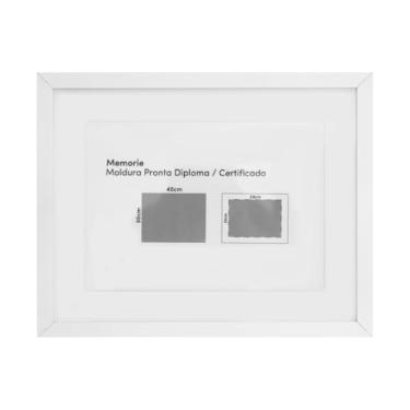 Imagem de Porta Retrato Retangular de Vidro com Paspatur Expositor para Diploma ou Fotos 30x40 Versátil para Parede ou Balcão Outlet dos Quadros (Branco)