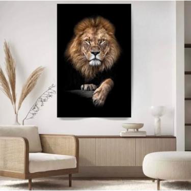 Imagem de Quadro Decorativo Luxo Leão De Judá 100x70 Tela Impresso em Canvas com Bordas Infinitas Religioso