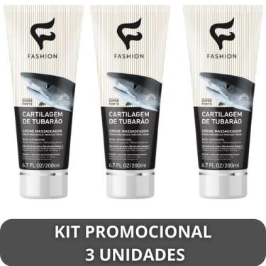 Imagem de Creme Massageador Fashion Cartilagem de Tubarão Bisnaga 200ml Kit 3 Un