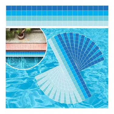 Imagem de Kit 28 Adesivos Piscina Vinílico Degradê Pastillha Azul 100x30cm - Res