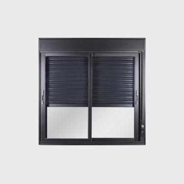 Imagem de Janela de Alumínio de Correr Persiana Manual 120x100x12cm 2 Folhas Móveis Vidro Liso Topsul