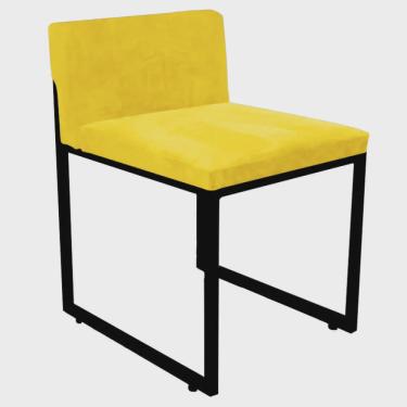 Imagem de Cadeira De Jantar Escritório Recepção Lee Office Industrial Ferro Preto Tecido Sintético Amarelo - Ahz Móveis