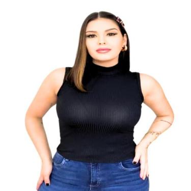 Imagem de Kit 02 Blusa Feminina Regata Gola Alta Malha Canelada - rs, Unico, Pre