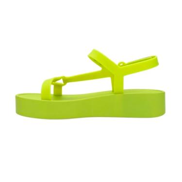 Imagem de Melissa Sandálias plataforma Sun Downtown – Sandálias modernas para mulheres – Sandálias versáteis de verão – Estilo praia ao jantar – Sola perfumada com chiclete, Verde, 40