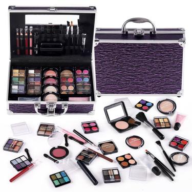 Imagem de Kit de maquiagem charmcode Beauty Train Case com conjunto de maquiagem roxo
