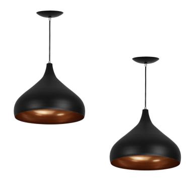 Imagem de Kit 2 Lustres Pendente Aladim Preto com Cobre 31cm