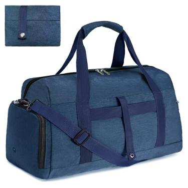 Imagem de lifwimner Bolsas de ginástica para mulheres e homens com compartimento para molhados e sapatos, bolsa de viagem dobrável de 40 L, bolsa esportiva leve de fim de semana para viagem, academia, esportes