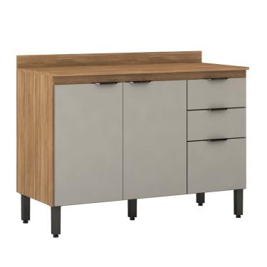 Imagem de Balcão de Cozinha Firenze 120m com Tampo MDP - Amêndola Touch/ Nude Prime TX Demóbile