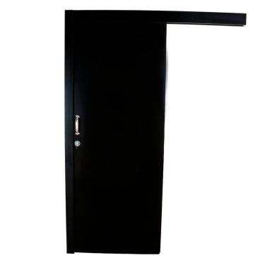 Imagem de Kit Porta de Madeira de Correr Completa 213x70cm Batente 12cm Preto Tx