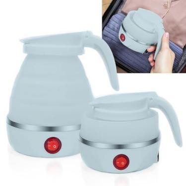 Imagem de Chaleira elétrica dobrável para viagens, chaleira portátil dobrável de 600 ml com desligamento automático, chaleira de água quente de silicone de 110 V para água fervente de café e chá