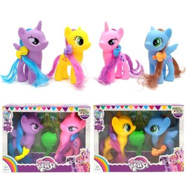 Imagem de Coleção com 4 Pequenos Pôneis e Unicórnios Fashion Horse Brinquedo Presente para Meninas