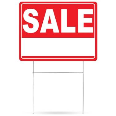 Imagem de Grande venda placa de quintal dupla face com suporte de estaca grande 17 polegadas por 33 polegadas vermelho casa quintal garagem venda