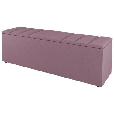 Imagem de Calçadeira Baú Casal Grace 140cm Suede Rosé - Abmaza