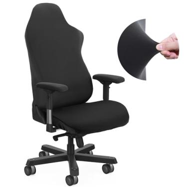 Imagem de Tatuo Capas de cadeira de jogos com capa de apoio de braço capa de poliéster elástico para cadeira de jogos de computador (preto)