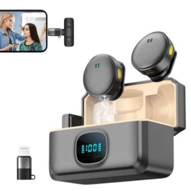 Imagem de Microfone Lapela Redondinho Duplo Imã Tipo C e Lightning - RMImports