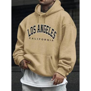 Imagem de Moletom Masculino Blusao Casual Basico Estampado Los Angeles - Qualida