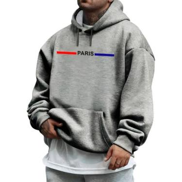 Imagem de Moletom Masculino Basico Estampa Paris Dia A Dia Academia - Qualidade 