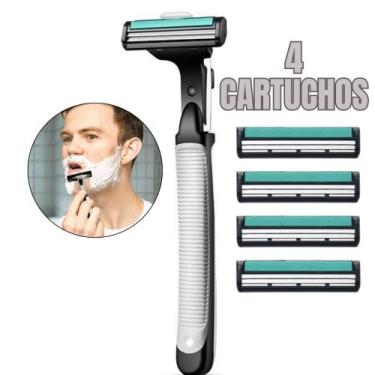 Imagem de Aparelho de Barbear Lâmina Dupla com 4 Cartuchos e Fita Lubrificante A