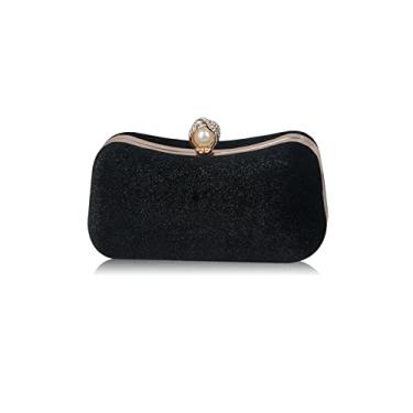 Imagem de CORIOS Bolsa De Veludo Para Mulheres, Clutch Com Glitter, Lantejoulas Brilhantes, Ombro Noivas, Casamento Elegante, Transversal, Banquete, Coquetel, Baile Formatura, Festa, Preta