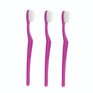 Imagem de Kit 3 escova de dente azul rosa branca dentalclean cerdas de macia con