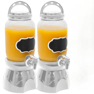 Imagem de Suqueira Plástica com Suporte de mesa para Refrescos Água saborizada Drinks Chás(1,BRANCO)