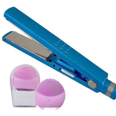 Imagem de Kit 1 Prancha Nanotitanium + 1 Esponja Facial Rosa Bebê Nº24