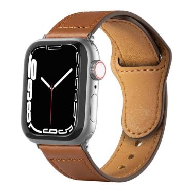 Imagem de Pulseira De Couro Para Apple Watch 42 / 44 / 45Mm - Marrom - Gshield