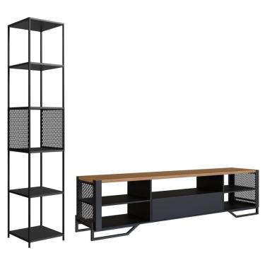 Imagem de Rack 1 Gaveta Estante Com Prateleira Industrial 17x23 Preto Mell Pp Preto Mell