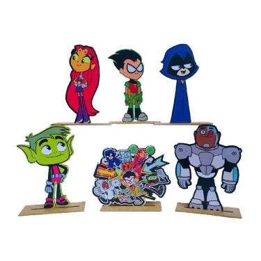 Imagem de Kit Display De Mesa 6 Peças Para Festa Jovens Titãs Mdf