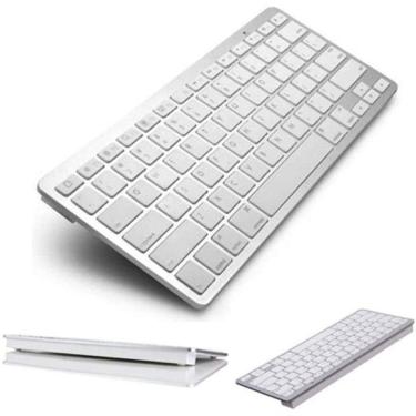 Imagem de Mini Teclado Bluetooth Sem Fio Para Tablet E Celular Prata / Branco - P/ Ios