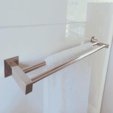 Imagem de Toalheiro Duplo 70cm Inox 304 Porta Toalha Banheiro Leblon