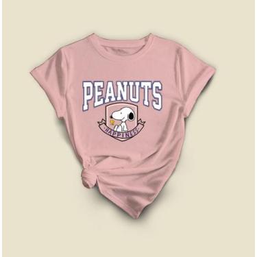 Imagem de Camiseta Snoopy Estilo Retrô  Algodão Premium - Lobo Sete, Rosa, Bb, G