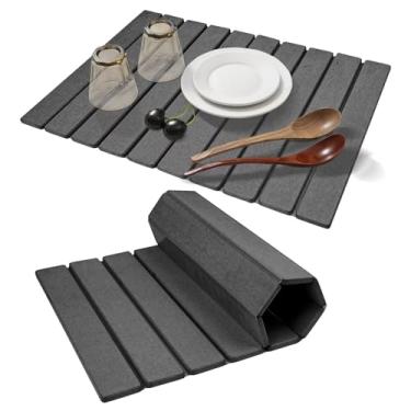 Imagem de Cnbnd Tapete Grande Extra Para Secagem Rápida De Pedras, Bancada Cozinha, 61X40 Cm, Dobrável, Ecológico, Absorvente, Terra Diatomácea, Pratos, Copos, Tapetes Qualquer