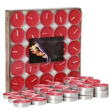Imagem de Kit 50 Velas Pequenas Decorativas Vermelha Redonda Rechaud