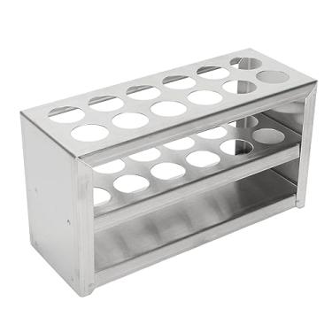 Imagem de Rack de Tubo de Ensaio de Aço Inoxidável - Suporte para Tubos de Centrífuga de 12 Orifícios, Diâmetro de 0,75 Polegada, Design de Três Camadas para Laboratórios e Escolas