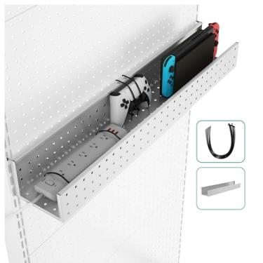 Imagem de JWX Caixa De Gerenciamento Armazenamento Com Painel Perfurado - Fácil Instalação, Solução Segura Para Jogadores, Amadores E Organização Escritório, Unidade Prateleira Vertical Compatível, Branca