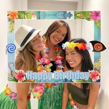 Imagem de JeVenis Cabine De Fotos Para Festa Aniversário Da Moana, Acessórios, Moldura Decoração Luau Havaiano