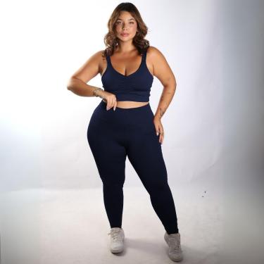 Imagem de Conjunto Plus Size Academia Legging Modeladora Top Franzido-Feminino