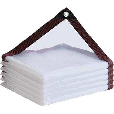 Imagem de Lona transparente impermeável 15 x 15 cm - Lonas de plástico resistente, lona de vinil transparente com ilhós, capa de lona pequena e grande para ambientes externos para galinheiro/estufa/acampamento
