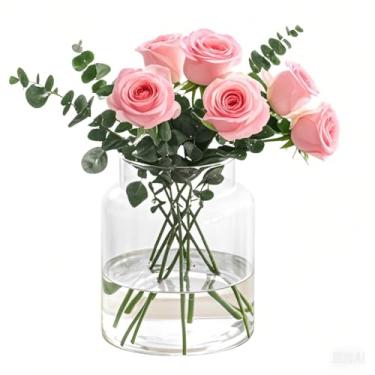 Imagem de Esmiome Vasos De Vidro Grandes Para Centro Mesa, Vaso Flores Grande, Vintage, Moderno, Gigante, Alto, Decoração Casa, Buquê, Transparente, Casamento, Sala Estar, Mesa Jantar